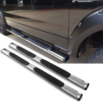 87" Chrome/5" Oval Tube Running Board Nerf Step Bar 10287C For 22+ Toyota Tundra CrewMax Cab (XK70)