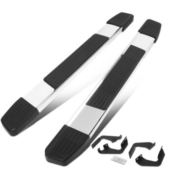 55" Metallic Straight 1 Pad/5.25" End Cap Running Board Nerf Bar For 07-17 Toyota Tundra XK50 [Standard Cab]