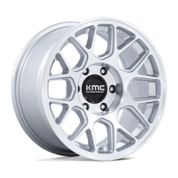 KMC Hatchet Wheel 17x8.5 6x5.5 -10mm Gloss Silver w/ Machined Face