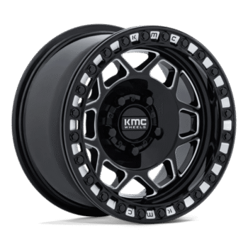 KMC Torx UTV BL Wheel 15x8 5x4.5 +0mm Gloss Black & Milled